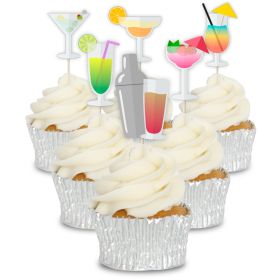 Colourful Cocktails Cupcake Toppers - 12pk