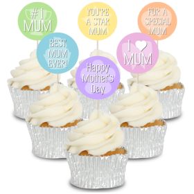 Pastel Mothers Day Cupcake Toppers -12pk