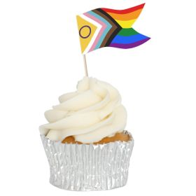 Intersex Inclusive Rainbow Pride Flag Cupcake Toppers - 12pk