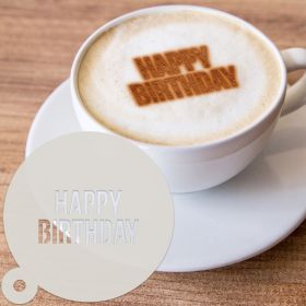 Upper Case Happy Birthday Dessert & Coffee Stencil