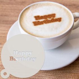 Bold Font Happy Birthday Dessert & Coffee Stencil