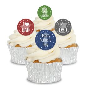 Edible Wafer Father's Day Cupcake Toppers - 24pc