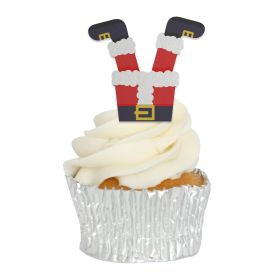Edible Wafer Father Christmas Legs Cupcake Toppers - 24pc