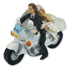 Bride & Groom on Motorbike Cake Topper