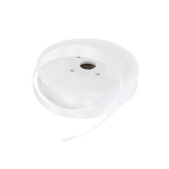 15mm White Double Sided Satin Ribbon - 25m Roll
