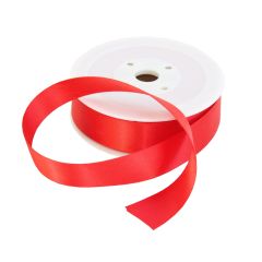 25mm Red Double Sided Satin Ribbon - 25m Roll