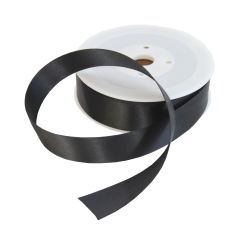 25mm Black Double Sided Satin Ribbon - 25m Roll
