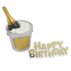 Champagne Bucket Resin Topper & Happy Birthday Motto