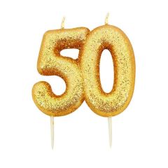 50 Gold Glitter Number Candle