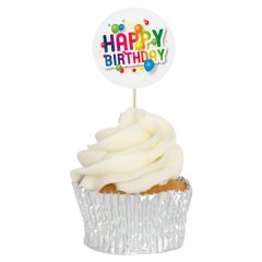 Happy Birthday Cupcake Toppers - 12pk