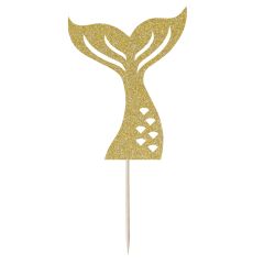 Gold Glitter Mermaid Tail Cupcake Toppers - 6pk