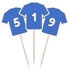 Blue Football Shirt Cupcake Toppers - 12pk