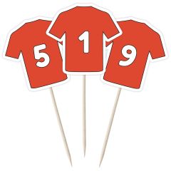 Red Football Shirt Cupcake Toppers - 12pk