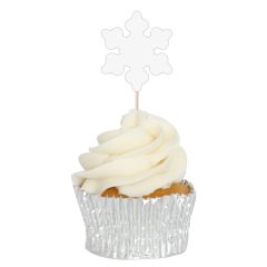 White Snowflake Cupcake Toppers - 6pk