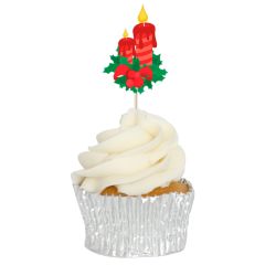 Christmas Candle Cupcake Toppers - 12pk