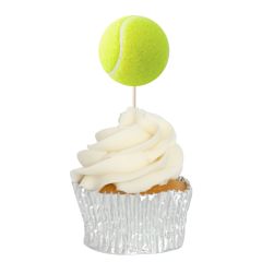 Tennis Ball Cupcake Toppers - 12Pk