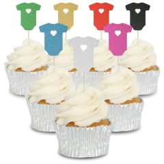 Glitter Baby Grow Cupcake Toppers - 12pk