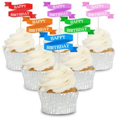 Assorted Colour Happy Birthday Banners - 12pk