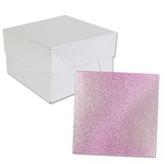 Square Baby Pink Cake Drum and Box