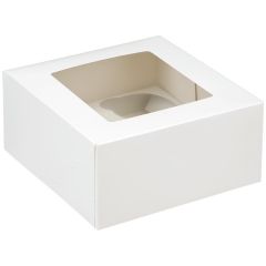 White Glossy 4 Hole Cupcake Box With Insert