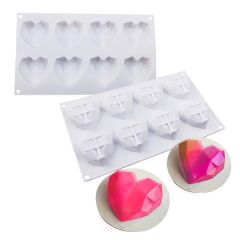 8 Cavity Geo Heart Silicone Chocolate Mould
