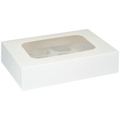 White Glossy 12 Hole Cupcake Box With Insert