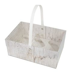 Wood Effect Cupcake Basket With Handle - Holds 6
