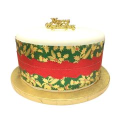 Green Holly Christmas Cake Frill - 3½" x 34"