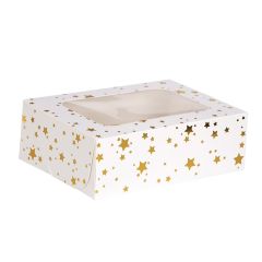 Gold Star 6 Cupcake Box with Insert