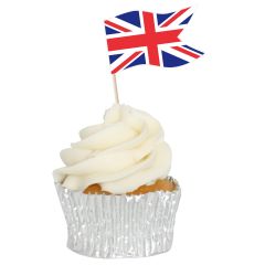 Union Jack Flag Jubilee Cupcake Toppers - 12pk
