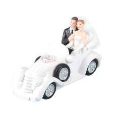 Resin Bride & Groom in WHITE Car