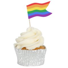 Gay Pride Rainbow Flag Cupcake Toppers - 12pk