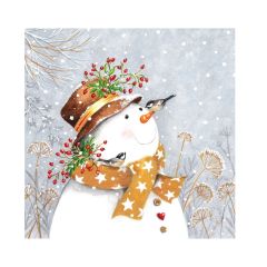 Snowman with Golden Scarf Christmas Napkins - 20pk