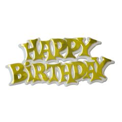 'Happy Birthday' White/Gold Motto