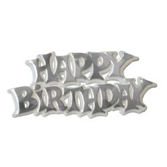 'Happy Birthday' White/Silver Motto