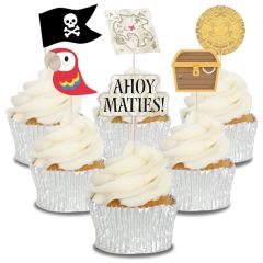 Pirate Themed Cupcake Toppers - 12pk