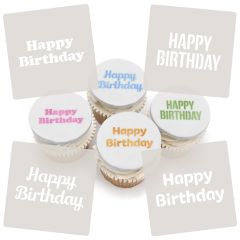 Happy Birthday Cupcake Stencil Set of 4 Designs