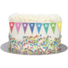 Edible Wafer Happy Birthday Bunting Cake Decoration/Cupcake Toppers - 36pc
