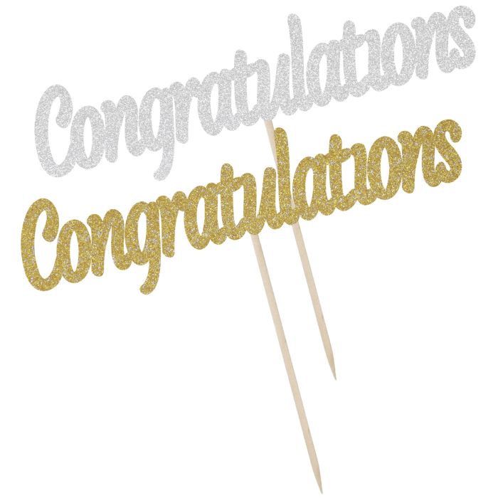 Kelsi Marsh - Congratulations GOLD Glitter Cake Topper