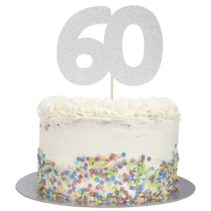 GoBake HAPPY BIRTHDAY Glitter Silver Acrylic Cake Topper (Economy range)